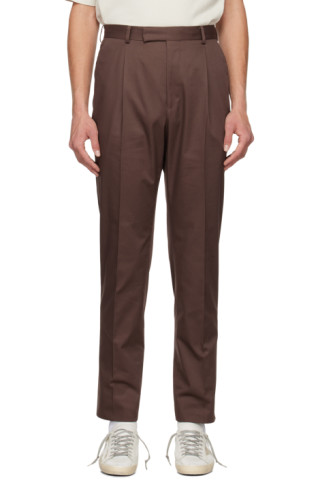 Brown Pleated Trousers by WACKO MARIA on Sale