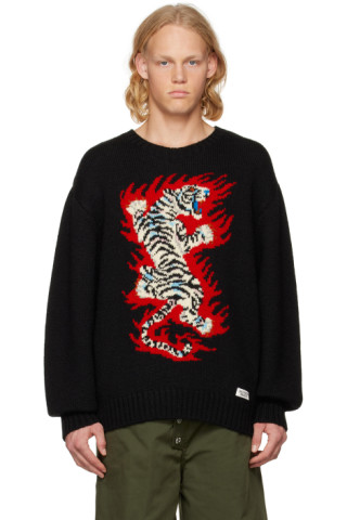 Black Tim Lehi Edition Sweater by WACKO MARIA on Sale