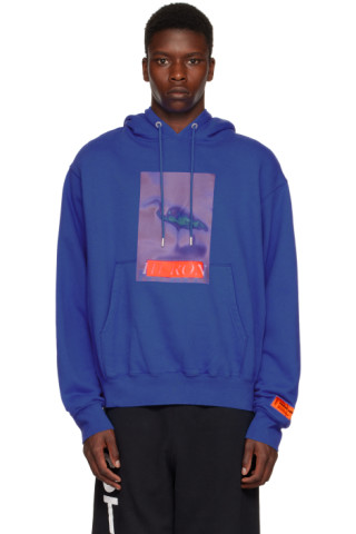 Heron Preston: Blue Censored Hoodie | SSENSE