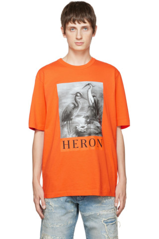 Heron Preston: Orange Heron T-Shirt | SSENSE