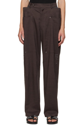 Brown Antharas Trousers by Kiko Kostadinov on Sale