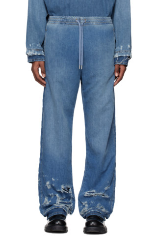 Diesel: Blue D-Martian Denim Sweatpants | SSENSE Canada