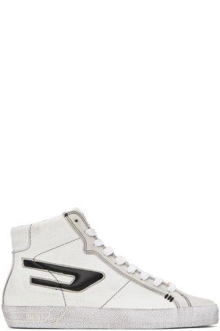 Off-White u0026 Black S-Leroji Mid Sneakers by Diesel on Sale