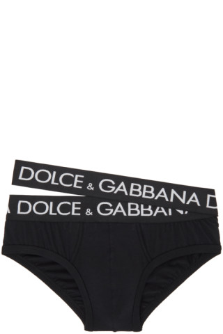 Two-way stretch cotton Brando briefs with DG patch in Black for Men