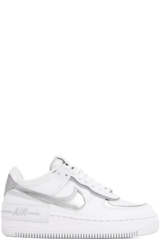 Nike: White & Silver Air Force 1 Shadow Sneakers | SSENSE