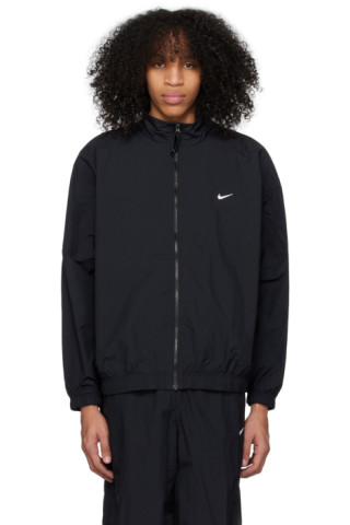 Black Embroidered Jacket by Nike on Sale