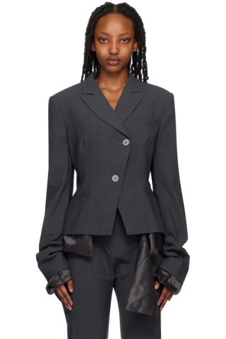 Ottolinger: Gray Fitted Reversible Blazer | SSENSE