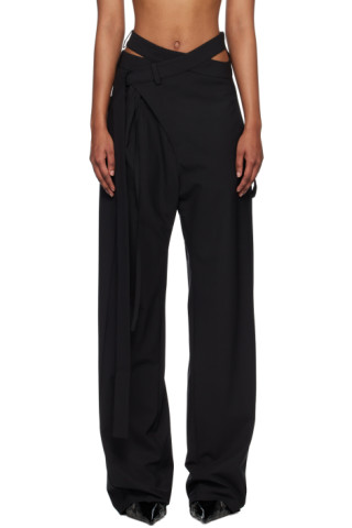 Black Wrap Trousers by Ottolinger on Sale