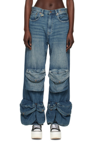 R13: Blue Multipocket Utility Jeans | SSENSE