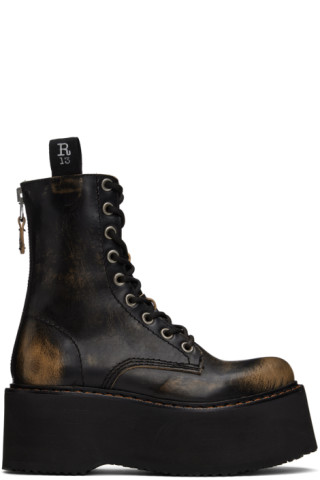 R13: Black Double Stack Boots | SSENSE