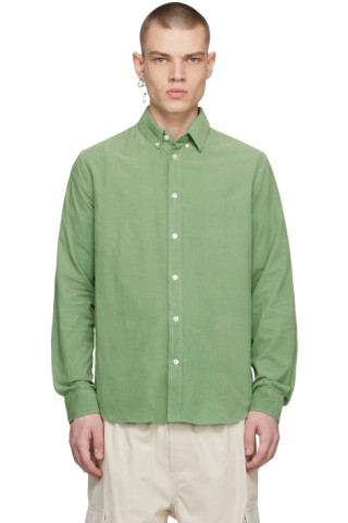 Samsøe Samsøe: Green Liam Shirt | SSENSE