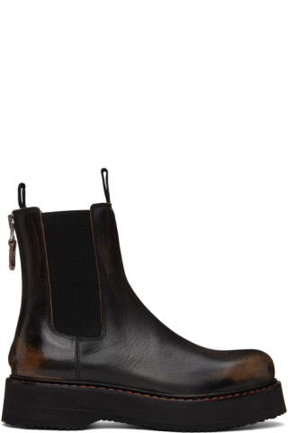 Black Single Stack Chelsea Boots by R13 on Sale