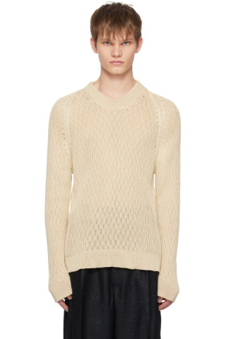 Beige Raglan Sweater by Omar Afridi on Sale