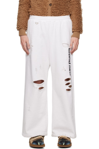 White Destroyed Sweatpants by Doublet on Sale