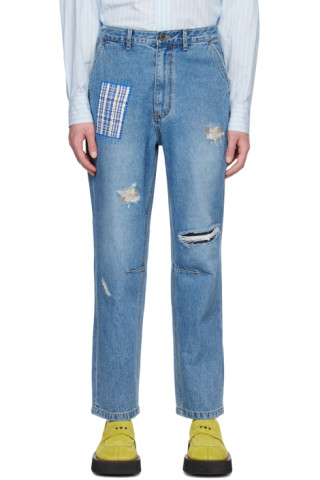 ADER error: Blue Patch Jeans | SSENSE