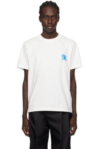 ADER error - ホワイト スワロフスキー クリスタル Tシャツ