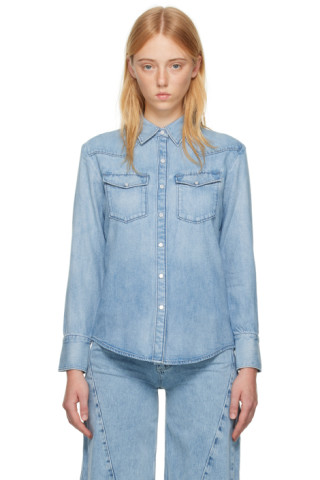 Blue Wyatt Denim Shirt by rag & bone on Sale