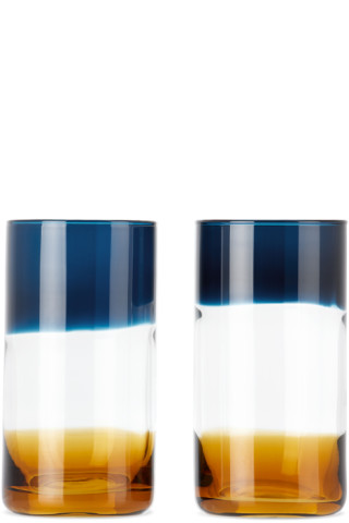 Hotel Collection Ombre Blue Highball Glasses Set /4