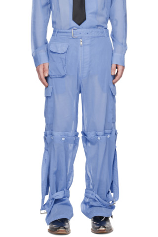 Blue Auto Mechanics Cargo Pants by SOSHIOTSUKI on Sale