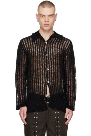 NVRFRGT: Black Semi-Sheer Cardigan | SSENSE