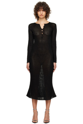 TOM FORD: Black Shiny Maxi Dress | SSENSE