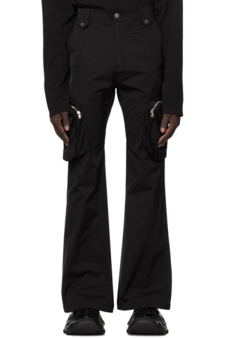 Black Flared Cargo Pants by FFFPOSTALSERVICE on Sale