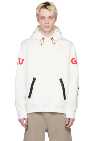 Hugo: White Drawstring Hoodie | SSENSE