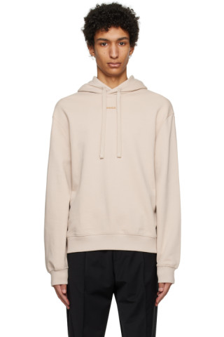 Beige Bonded Hoodie by Hugo on Sale