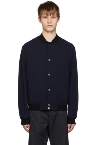 Navy Press-Stud Bomber Jacket by BOSS on Sale