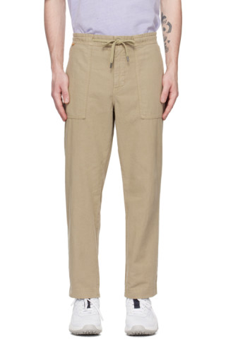 BOSS: Beige Drawstring Trousers | SSENSE