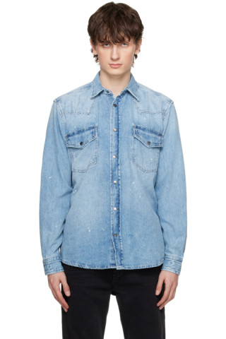 Blue Relaxed-Fit Denim Shirt by BOSS on Sale