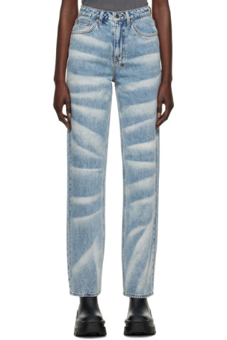 Ksubi: Blue & White Playback Strokes Jeans | SSENSE