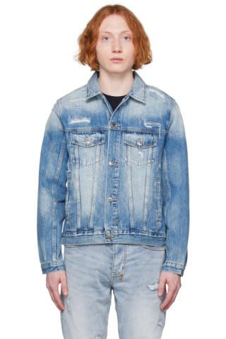 Ksubi Blue Distressed Denim Jacket Ssense