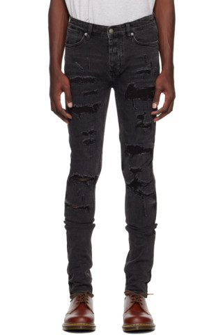 Black Van Winkle Dynamite Trash Jeans by Ksubi on Sale