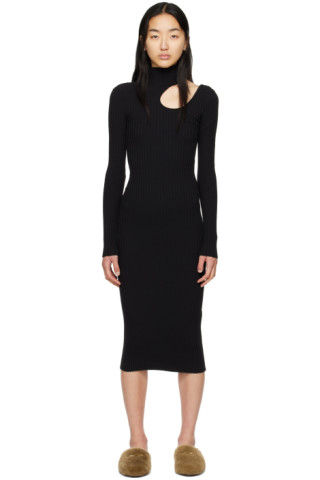 ANINE BING: Black Victoria Midi Dress | SSENSE