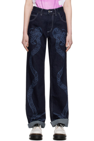 Charles Jeffrey Loverboy Geometric-Patterned Straight Leg Jeans