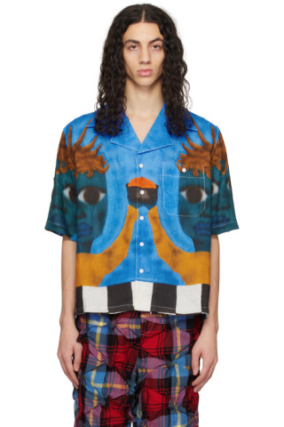 Charles Jeffrey LOVERBOY: Blue Airbrushed Shirt | SSENSE