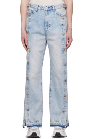 Blue Side Release Jeans by Feng Chen Wang on Sale