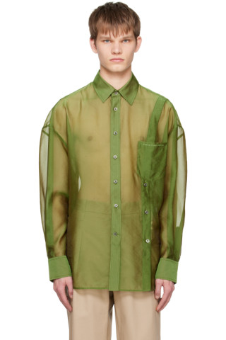 Feng Chen Wang: Green Transparent Shirt | SSENSE