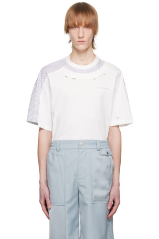 【関税込み】Feng Chen Wang グレー ディストレス Tシャツ Feng Chen Wangのホワイト ディストレス Tシャツがセール中