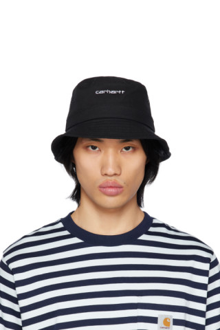 Black Script Bucket Hat by Carhartt Work In Progress on Sale