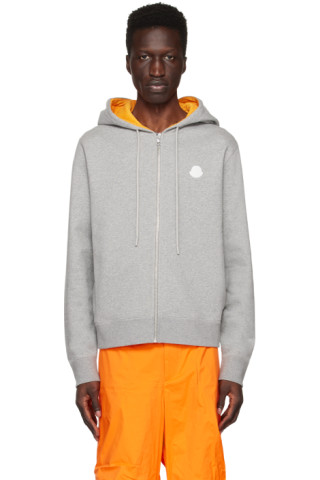 Moncler Monogram Zip-Up Hoodie Grey