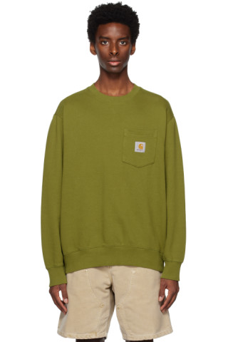 Green Pocket Sweatshirt by Carhartt Work In Progress on Sale