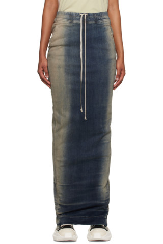 Rick Owens DRKSHDW - Blue Pillar Denim Maxi Skirt