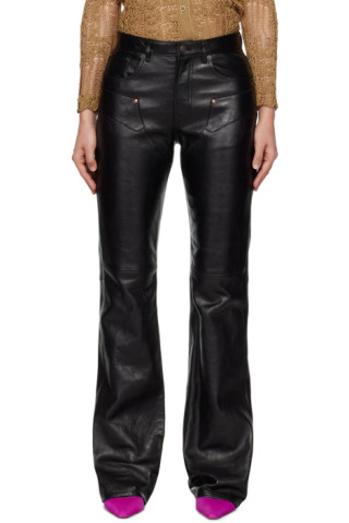 Acne Studios - Creased leather trousers - Black/beige