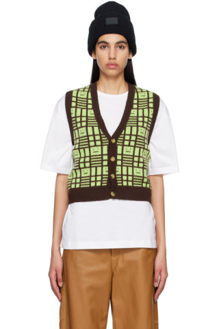 Green & Brown Sleeveless Cardigan by Acne Studios on Sale