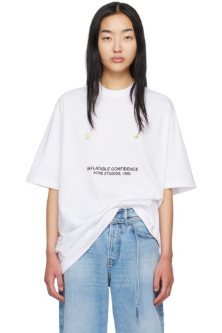 White Printed T-Shirt by Acne Studios on Sale