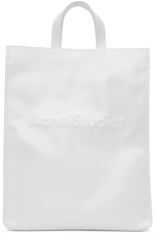 Acne Studios: White Logo Tote | SSENSE Canada