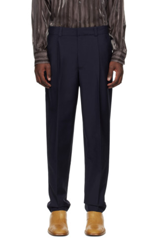 Acne Studios: Navy Tailored Trousers | SSENSE