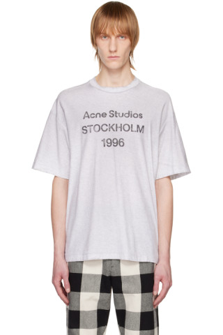 Acne Studios: グレー プリントTシャツ | SSENSE 日本